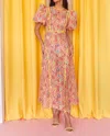 Celia B Nammu Puff Sleeves Maxi Dress In Yellow In Pink