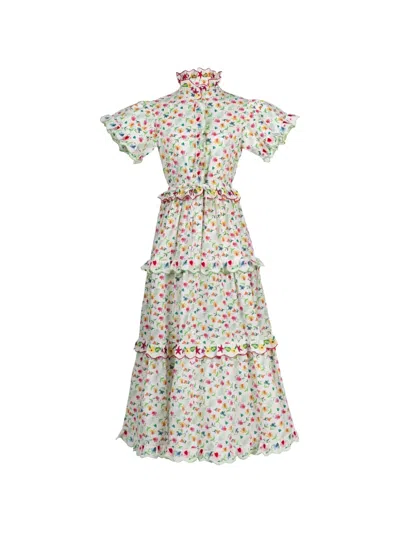 Celia B Nebula Floral-print Maxi Dress In Gray