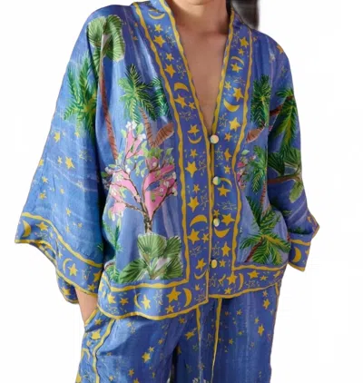 Celia B Noche Top In Multicolor In Blue