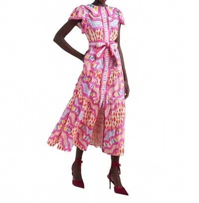 Celia B Omera Midi Dress In Pink In Multi