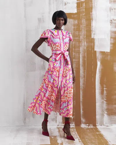 Celia B Omera Midi Dress In Pink/multi