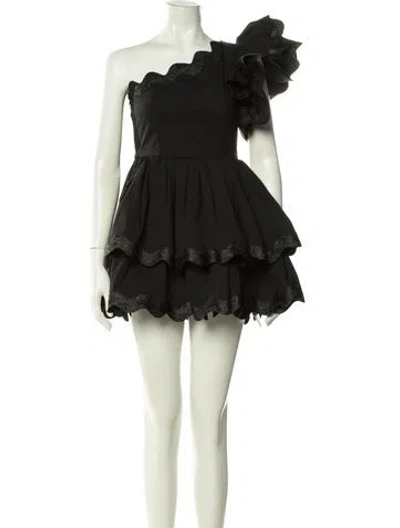 Pre-owned Celia B One-shoulder Mini Dress In Black