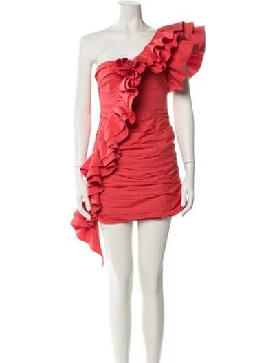 Pre-owned Celia B One-shoulder Mini Dress In Orange