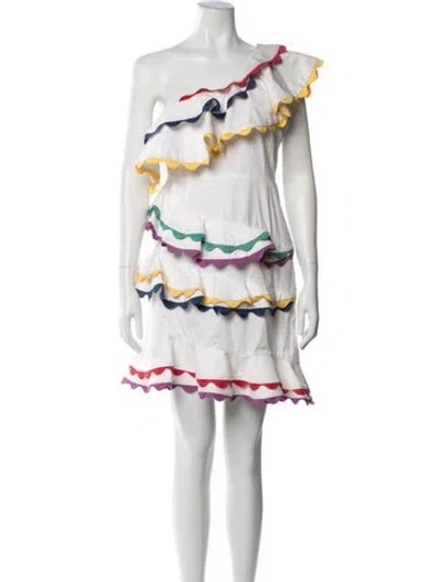 Pre-owned Celia B One-shoulder Mini Dress In White