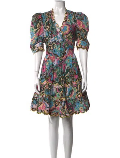 Pre-owned Celia B Paisley Print Mini Dress In Neutrals