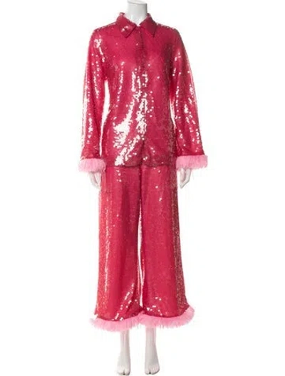 Pre-owned Celia B Patterned Faux Fur Trim Set W/ Tags In Pink