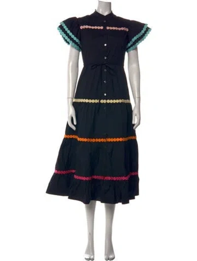 Pre-owned Celia B Patterned Long Dress In Black