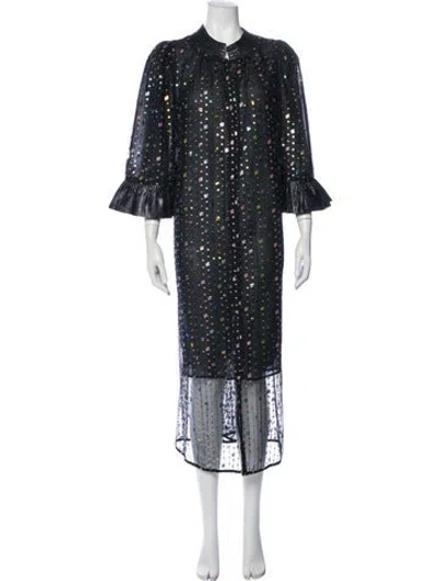 Pre-owned Celia B Patterned Long Dress In Blue
