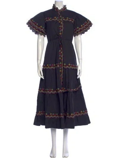 Pre-owned Celia B Patterned Long Dress In Blue