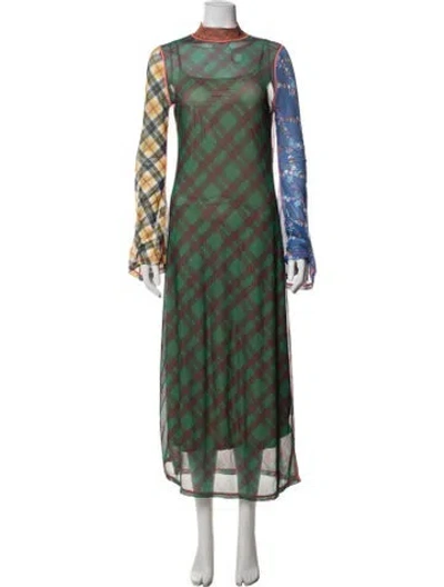 Pre-owned Celia B Patterned Long Dress In Green