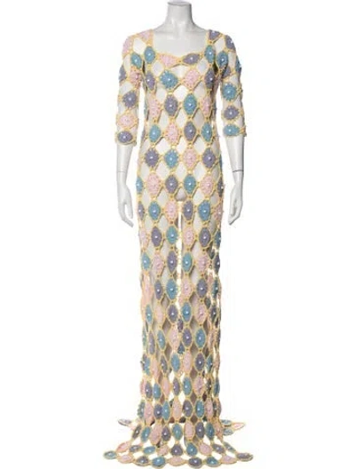 Pre-owned Celia B Patterned Long Dress In Multi