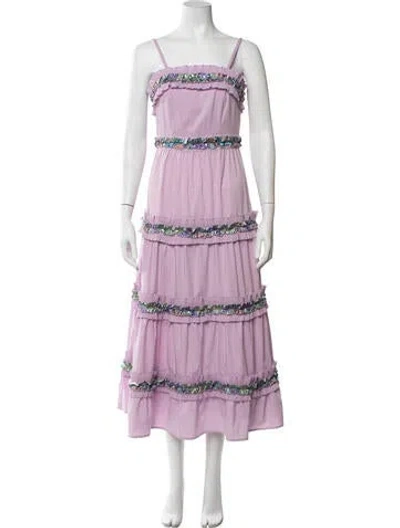Pre-owned Celia B Patterned Long Dress In Purple