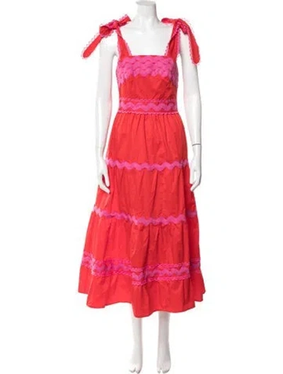 Pre-owned Celia B Patterned Long Dress In Red