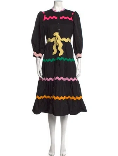 Pre-owned Celia B Patterned Midi Length Dress In Black