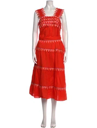 Pre-owned Celia B Patterned Midi Length Dress In Orange
