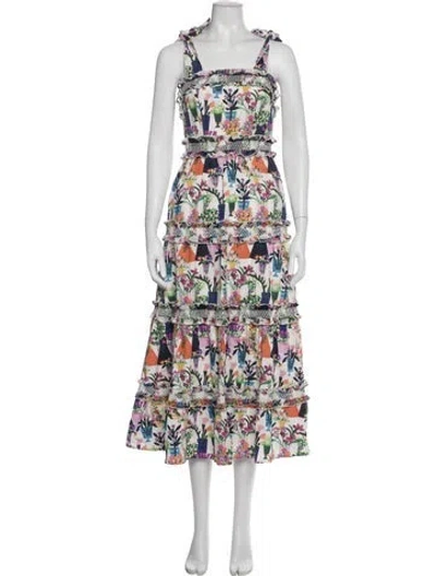 Pre-owned Celia B Patterned Midi Length Dress In Pink