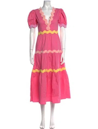 Pre-owned Celia B Patterned Midi Length Dress In Pink