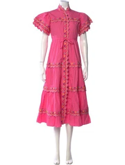 Pre-owned Celia B Patterned Midi Length Dress In Pink