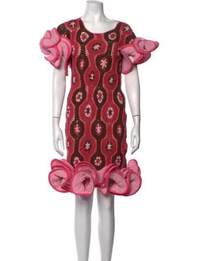 Pre-owned Celia B Patterned Midi Length Dress In Pink