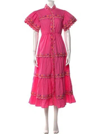 Pre-owned Celia B Patterned Midi Length Dress W/ Tags In Pink
