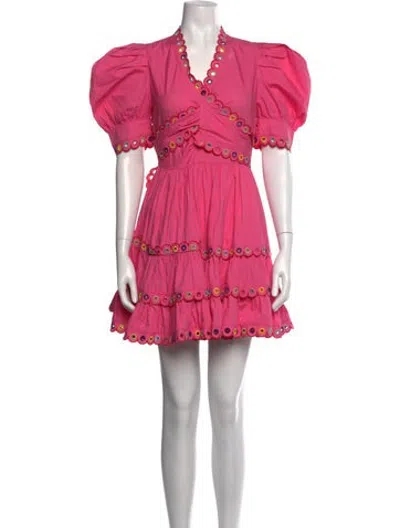 Pre-owned Celia B Patterned Mini Dress In Pink