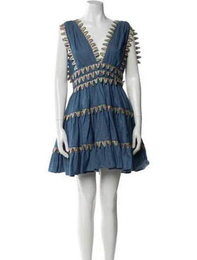 Pre-owned Celia B Patterned Mini Dress W/ Tags In Blue