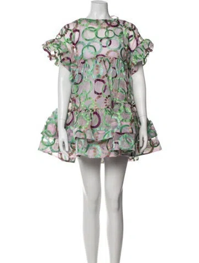 Pre-owned Celia B Patterned Mini Dress W/ Tags In Green