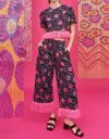 Celia B Phoebe Pant In Dark Flower Print In Multi