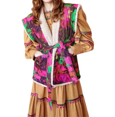 Celia B Pine Vest In Multi-colored