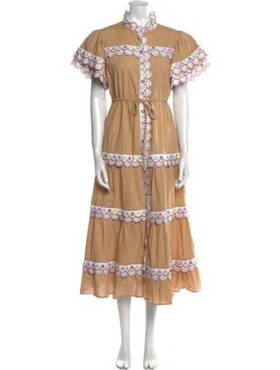 Pre-owned Celia B Plaid Print Long Dress In Yellow