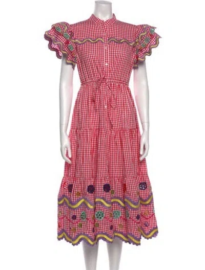 Pre-owned Celia B Plaid Print Midi Length Dress In Multi