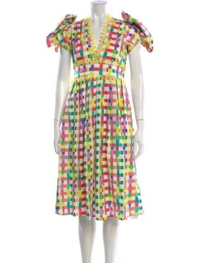 Pre-owned Celia B Plaid Print Midi Length Dress In Multi
