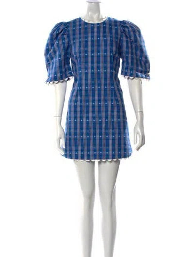 Pre-owned Celia B Plaid Print Mini Dress In Blue