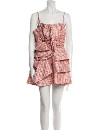 Pre-owned Celia B Plaid Print Mini Dress In Pink