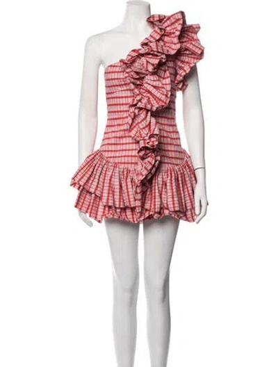 Pre-owned Celia B Plaid Print Mini Dress In Pink