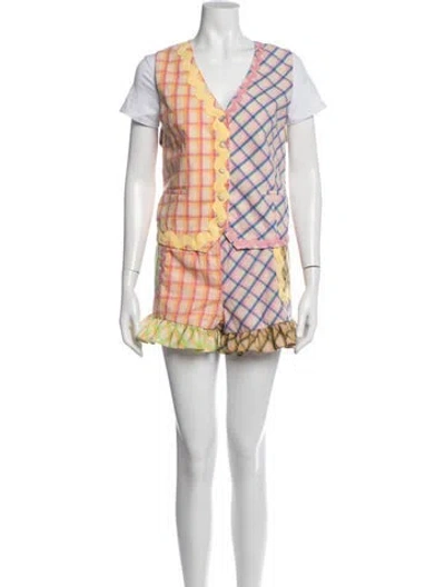 Pre-owned Celia B Plaid Print Short Set W/ Tags In Multicolor