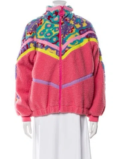 Pre-owned Celia B Printed Faux Fur Jacket In Pink