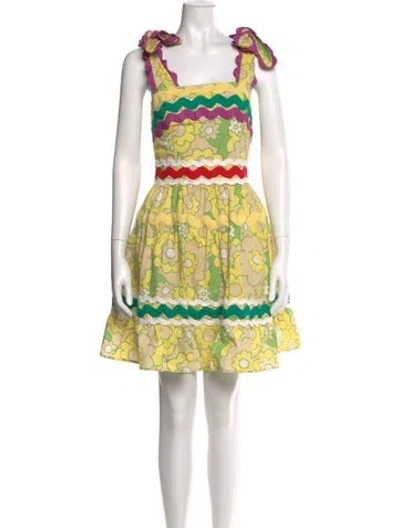 Pre-owned Celia B Printed Knee-length Dress In Yellow