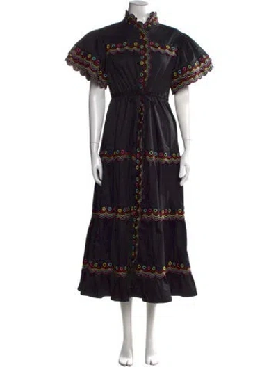 Pre-owned Celia B Printed Long Dress In Black