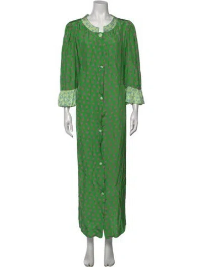 Pre-owned Celia B Printed Long Dress In Green
