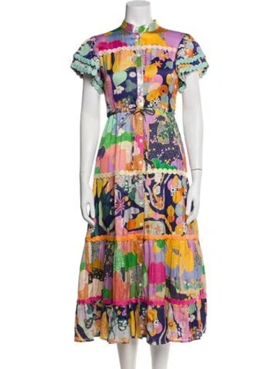 Pre-owned Celia B Printed Long Dress In Multi