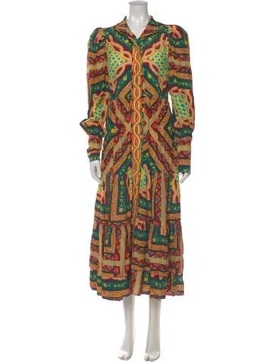 Pre-owned Celia B Printed Long Dress In Multi