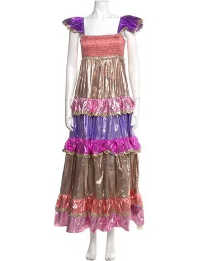 Pre-owned Celia B Printed Long Dress In Multi