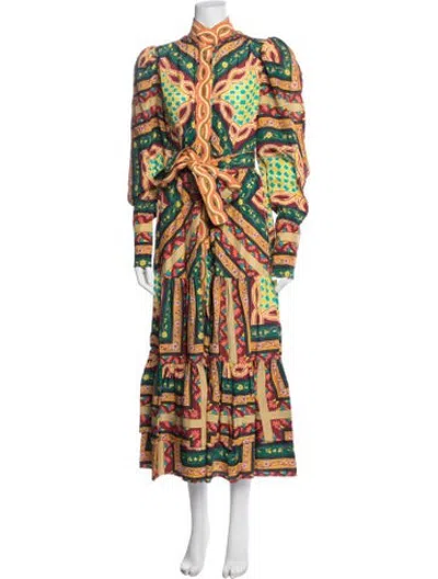 Pre-owned Celia B Printed Long Dress In Multicolor