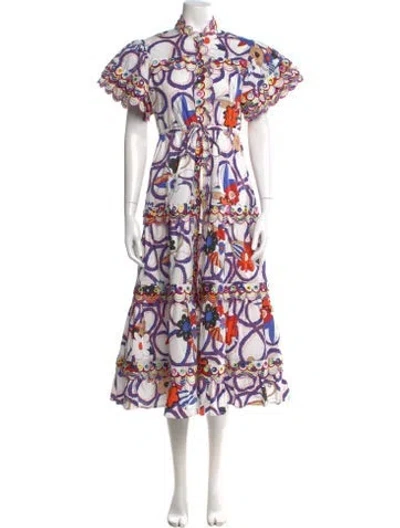 Pre-owned Celia B Printed Long Dress In Neutral