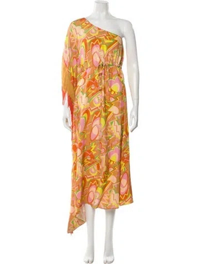Pre-owned Celia B Printed Long Dress In Orange
