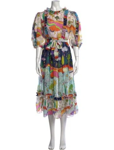 Pre-owned Celia B Printed Long Dress In Orange