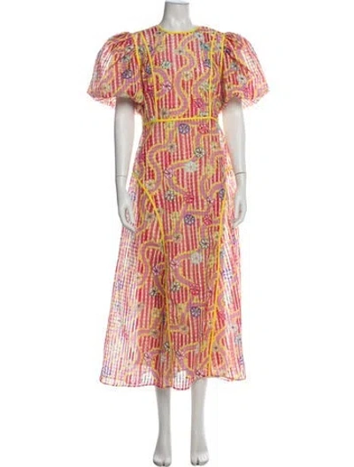 Pre-owned Celia B Printed Long Dress In Pink