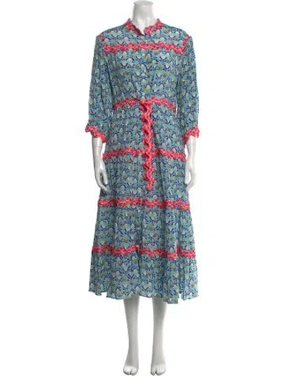 Pre-owned Celia B Printed Long Dress W/ Tags In Blue