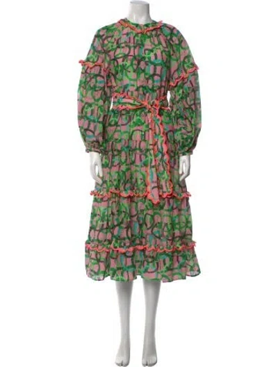 Pre-owned Celia B Printed Long Dress W/ Tags In Green